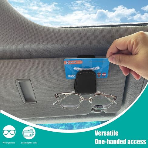 Pincuttee Magnetic Leather Sunglass Holder,Sunglasses Holders for Car Sun Visor,Ticket Card Clip Eyeglasses Mount,Universal Car Visor Accessories(Black,1PC) in Saudi Arabia