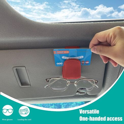 Pincuttee Magnetic Leather Sunglass Holder,Sunglasses Holders for Car Sun Visor,Ticket Card Clip Eyeglasses Mount,Universal Car Visor Accessories(Black,1PC) in Saudi Arabia