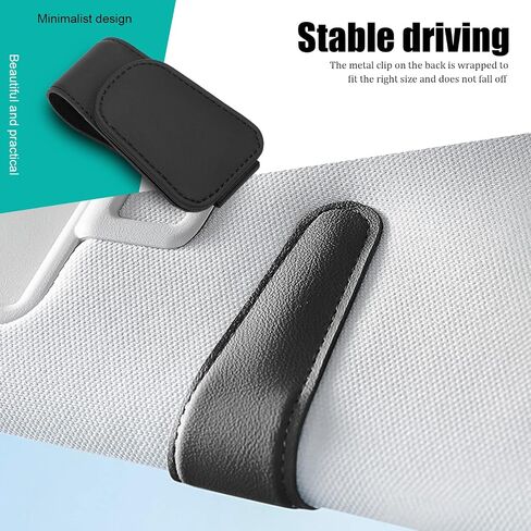 Pincuttee Magnetic Leather Sunglass Holder,Sunglasses Holders for Car Sun Visor,Ticket Card Clip Eyeglasses Mount,Universal Car Visor Accessories(Black,1PC) in Saudi Arabia