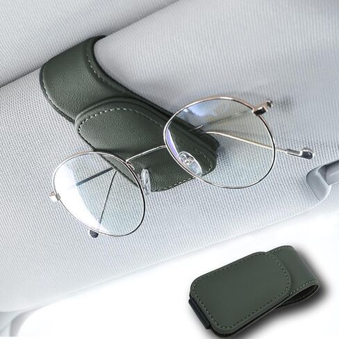 Pincuttee Magnetic Leather Sunglass Holder,Sunglasses Holders for Car Sun Visor,Ticket Card Clip Eyeglasses Mount,Universal Car Visor Accessories(Black,1PC) in Saudi Arabia