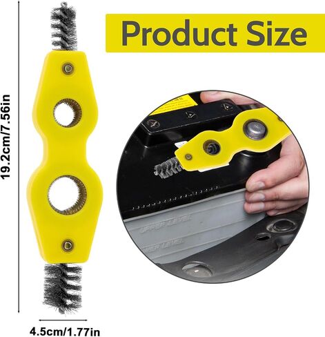 Car Battery Terminal Cleaning Brush 4 in 1 Anti-Rust Car Battery Cleaning Brush with Steel Wire Machine Parts Anti-Corrosion Cleaning Tools Universal for Automotive and Marine(Yellow) in Saudi Arabia