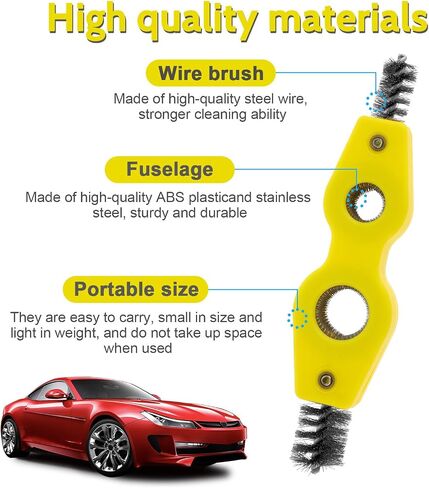 Car Battery Terminal Cleaning Brush 4 in 1 Anti-Rust Car Battery Cleaning Brush with Steel Wire Machine Parts Anti-Corrosion Cleaning Tools Universal for Automotive and Marine(Yellow) in Saudi Arabia