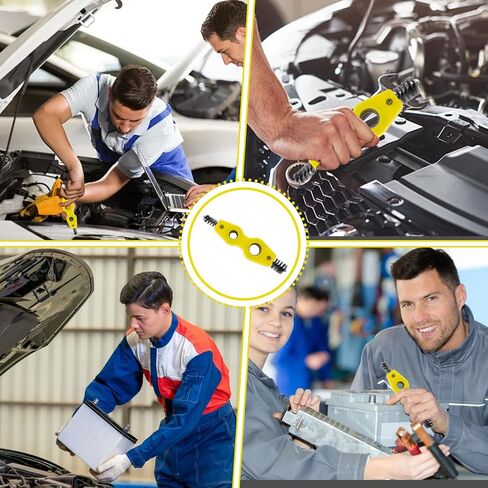 Car Battery Terminal Cleaning Brush 4 in 1 Anti-Rust Car Battery Cleaning Brush with Steel Wire Machine Parts Anti-Corrosion Cleaning Tools Universal for Automotive and Marine(Yellow) in Saudi Arabia