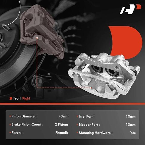 A-Premium Disc Brake Caliper Assembly with Bracket Compatible with Select Ford Models - For Mustang EcoBoost 2015-2018, EcoBoost Premium 2015-2018, V6 2015-2017 - Front Right Passenger Side in Saudi Arabia