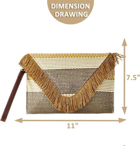 Clutch Purses for Women, Straw Bag, Bohemian Stripes Handmade Envelope Package, Summer Beach Handbags Suitable for Vacation, Travel, Daily Matching in Saudi Arabia