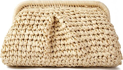 Straw Summer Beach Bag Woven Clutch Purses for Women Dumpling Detachable Shoulder Strap Pouch Handbag in Saudi Arabia