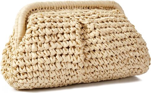 Straw Summer Beach Bag Woven Clutch Purses for Women Dumpling Detachable Shoulder Strap Pouch Handbag in Saudi Arabia