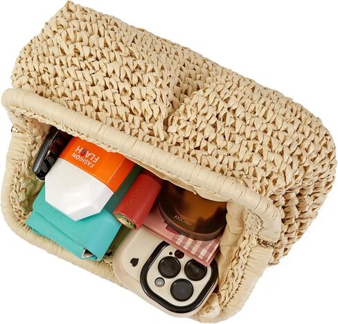 Straw Summer Beach Bag Woven Clutch Purses for Women Dumpling Detachable Shoulder Strap Pouch Handbag in Saudi Arabia