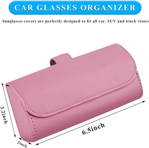 حامل النظارات الشمسية لواقي الشمس للسيارة، صندوق منظم النظارات الجلدية للسيارات مع إغلاق مغناطيسي مخفي، حامل مشبك لحقيبة نظارات السيارة، ملحقات السيارة للنساء والرجال (أسود) in Kuwait