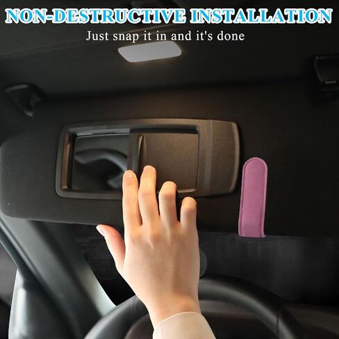 حامل النظارات الشمسية لواقي الشمس للسيارة، صندوق منظم النظارات الجلدية للسيارات مع إغلاق مغناطيسي مخفي، حامل مشبك لحقيبة نظارات السيارة، ملحقات السيارة للنساء والرجال (أسود) in Kuwait