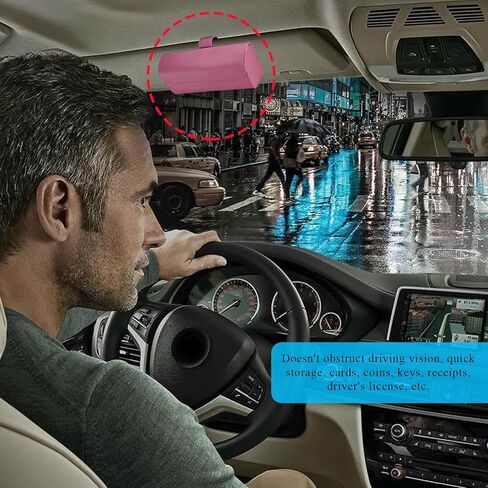 حامل النظارات الشمسية لواقي الشمس للسيارة، صندوق منظم النظارات الجلدية للسيارات مع إغلاق مغناطيسي مخفي، حامل مشبك لحقيبة نظارات السيارة، ملحقات السيارة للنساء والرجال (أسود) in Kuwait
