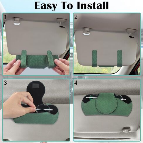 قطعتان من حامل النظارات الشمسية لواقي السيارة، صندوق منظم لحامل النظارات، حافظة نظارات جلدية مع مشابك لواقي السيارة وإكسسوارات حاجب السيارة الداخلي in Kuwait