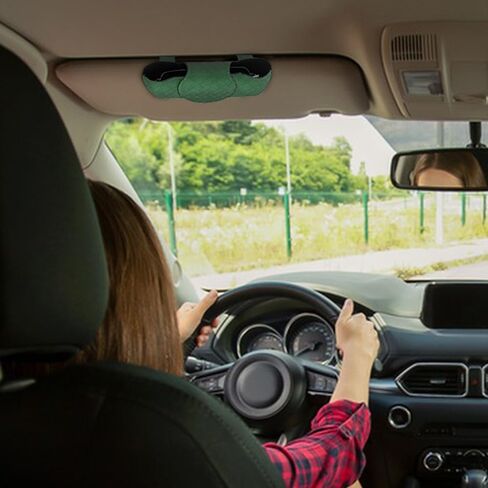 قطعتان من حامل النظارات الشمسية لواقي السيارة، صندوق منظم لحامل النظارات، حافظة نظارات جلدية مع مشابك لواقي السيارة وإكسسوارات حاجب السيارة الداخلي in Kuwait