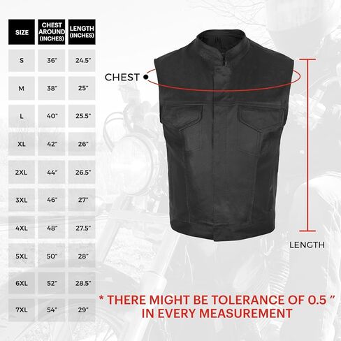 سترة SOA للرجال من جلد البقر الأصلي للدراجة النارية على طراز النادي مع جيوب بندقية مخفية جديدة (7XL) in Kuwait