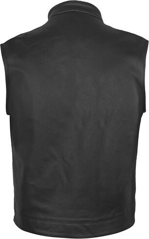 سترة SOA للرجال من جلد البقر الأصلي للدراجة النارية على طراز النادي مع جيوب بندقية مخفية جديدة (7XL) in Kuwait