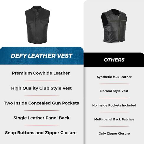 سترة SOA للرجال من جلد البقر الأصلي للدراجة النارية على طراز النادي مع جيوب بندقية مخفية جديدة (7XL) in Kuwait