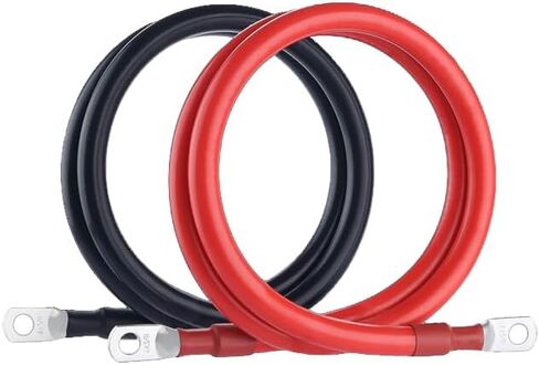 Battery Cables 2 Gauge Power Inverter Wire Set 2 AWG-1 ft Pure Copper Cable with 3/8" Lugs Terminals (1 Black & 1 Red) for Car Marine Solar ATV Lawn Mower RV Motorcycle (2awg, 1FT) in Saudi Arabia