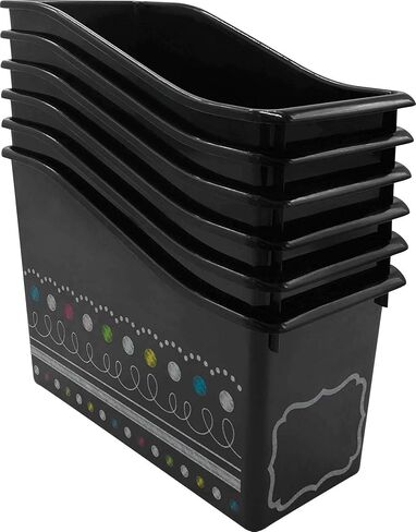 Black Confetti Plastic Book Bins - 6 Pack in Saudi Arabia