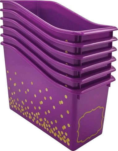Black Confetti Plastic Book Bins - 6 Pack in Saudi Arabia