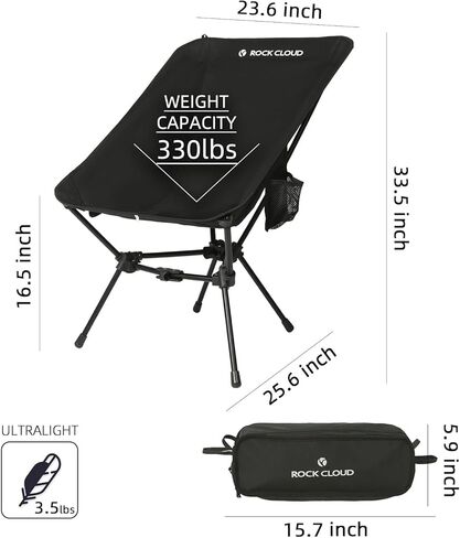 كرسي تخييم محمول من روك كلاود، خفيف الوزن ومدمج، كراسي تخييم قابلة للطي في الهواء الطلق كبيرة الحجم للتخييم والمشي لمسافات طويلة وحقيبة الظهر ورياضات الشاطئ، مقاس كبير بحري in Kuwait
