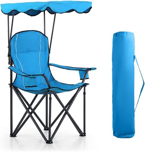 Camping Chairs with Shade, Foldable Canopy Chair, Folding Camping Shade Chair for Outdoor, Camping, Patio, Support 350 LBS, Navy in Saudi Arabia
