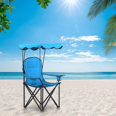 Camping Chairs with Shade, Foldable Canopy Chair, Folding Camping Shade Chair for Outdoor, Camping, Patio, Support 350 LBS, Navy in Saudi Arabia