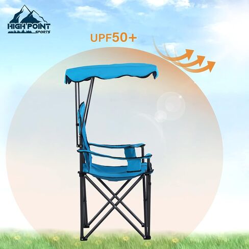Camping Chairs with Shade, Foldable Canopy Chair, Folding Camping Shade Chair for Outdoor, Camping, Patio, Support 350 LBS, Navy in Saudi Arabia