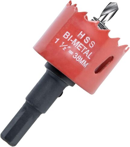1 1/2 (38mm) Inch Metal Hole Saw, Thin Metal HSS Bi-Metal Hole Cutter with Pilot Drill for Wood Cornhole Boards Plastic Drywall & Metal Sheet, Plastic, Fast Chip Removal, Handy Hole Saw Kit Set in Saudi Arabia