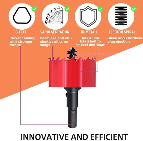 1 1/2 (38mm) Inch Metal Hole Saw, Thin Metal HSS Bi-Metal Hole Cutter with Pilot Drill for Wood Cornhole Boards Plastic Drywall & Metal Sheet, Plastic, Fast Chip Removal, Handy Hole Saw Kit Set in Saudi Arabia