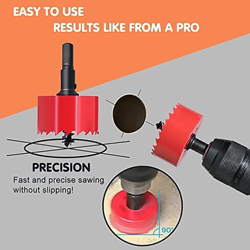 1 1/2 (38mm) Inch Metal Hole Saw, Thin Metal HSS Bi-Metal Hole Cutter with Pilot Drill for Wood Cornhole Boards Plastic Drywall & Metal Sheet, Plastic, Fast Chip Removal, Handy Hole Saw Kit Set in Saudi Arabia