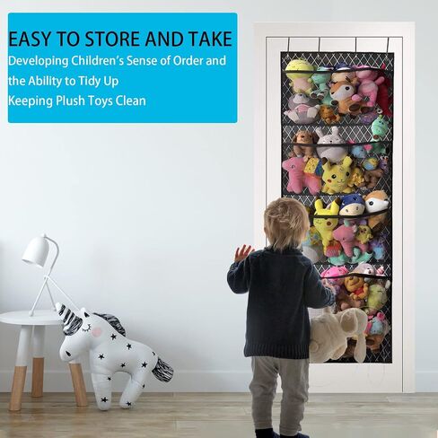 Organizers and Storage for Stuffed Animals,Over Door Net Hammock,Durable Hanging Baby Organizer,Plush Toy Net,Kids Toy and Diaper Organization, with 4 Large Breathable Dense Mesh Pockets in Saudi Arabia