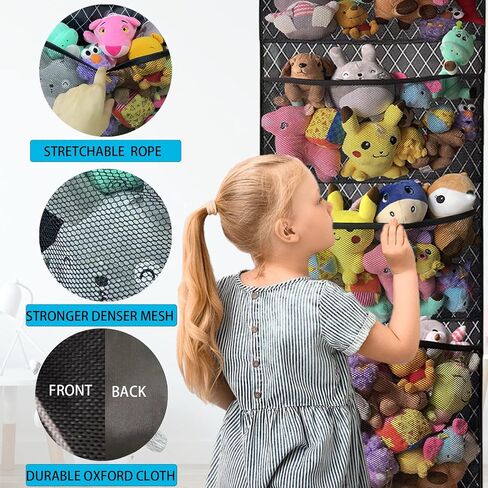 Organizers and Storage for Stuffed Animals,Over Door Net Hammock,Durable Hanging Baby Organizer,Plush Toy Net,Kids Toy and Diaper Organization, with 4 Large Breathable Dense Mesh Pockets in Saudi Arabia