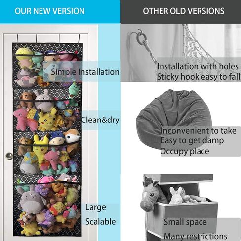 Organizers and Storage for Stuffed Animals,Over Door Net Hammock,Durable Hanging Baby Organizer,Plush Toy Net,Kids Toy and Diaper Organization, with 4 Large Breathable Dense Mesh Pockets in Saudi Arabia