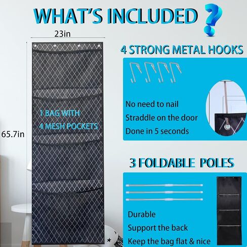 Organizers and Storage for Stuffed Animals,Over Door Net Hammock,Durable Hanging Baby Organizer,Plush Toy Net,Kids Toy and Diaper Organization, with 4 Large Breathable Dense Mesh Pockets in Saudi Arabia