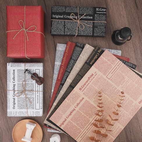Welpurch 120 Sheet Vintage Newspaper Tissue Paper, 20x14in Old Newsprint Gift Wrapping Paper 6 Designs Retro Kraft Magazine Art Craft Newsprint Tissue for Birthday Wedding Party Decor Gift Crafts in Saudi Arabia