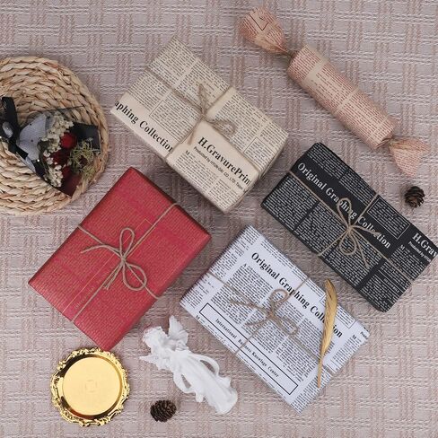 Welpurch 120 Sheet Vintage Newspaper Tissue Paper, 20x14in Old Newsprint Gift Wrapping Paper 6 Designs Retro Kraft Magazine Art Craft Newsprint Tissue for Birthday Wedding Party Decor Gift Crafts in Saudi Arabia