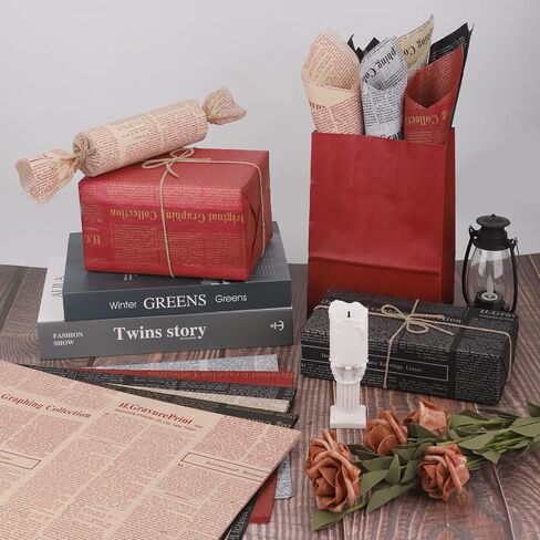 Welpurch 120 Sheet Vintage Newspaper Tissue Paper, 20x14in Old Newsprint Gift Wrapping Paper 6 Designs Retro Kraft Magazine Art Craft Newsprint Tissue for Birthday Wedding Party Decor Gift Crafts in Saudi Arabia