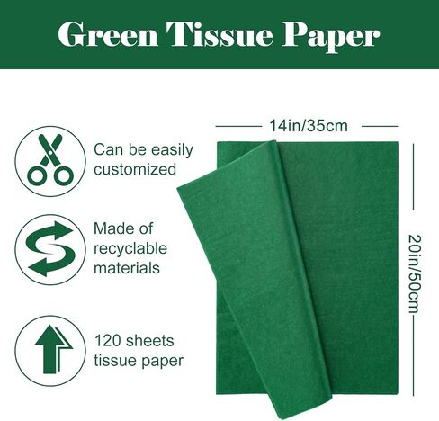 Whaline 100 Sheet Assorted Tissue Paper Folded Flat Green Gold Brown Gift Wrapping Paper Art Paper for St Patrick's Day DIY Gift Wrapping Birthday Easter Baby Shower Wedding Craft Making, 14 x 20 in in Saudi Arabia