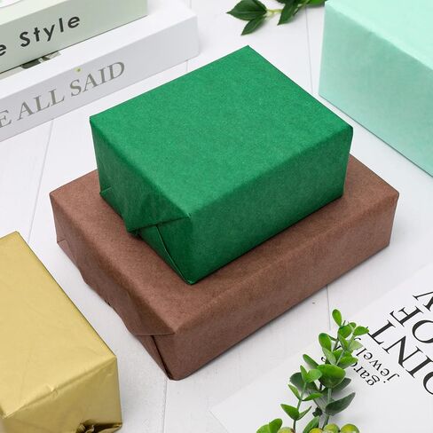 Whaline 100 Sheet Assorted Tissue Paper Folded Flat Green Gold Brown Gift Wrapping Paper Art Paper for St Patrick's Day DIY Gift Wrapping Birthday Easter Baby Shower Wedding Craft Making, 14 x 20 in in Saudi Arabia