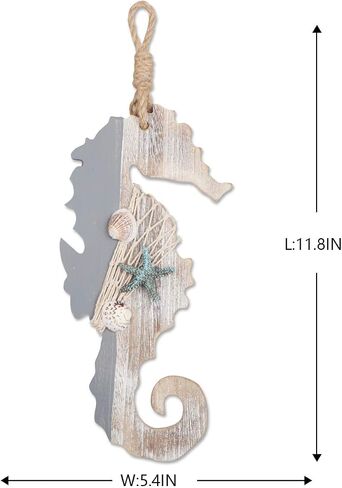 YIYA 15.7" Wooden Decor Oar with Starfish and Shells for Nautical Decoration, Wall Decor Door Hanging Ornament Beach Theme Home Decoration in Saudi Arabia