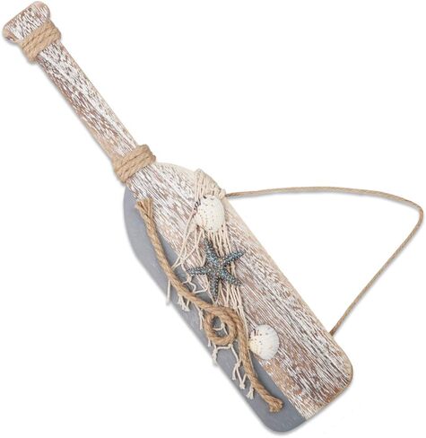 YIYA 15.7" Wooden Decor Oar with Starfish and Shells for Nautical Decoration, Wall Decor Door Hanging Ornament Beach Theme Home Decoration in Saudi Arabia