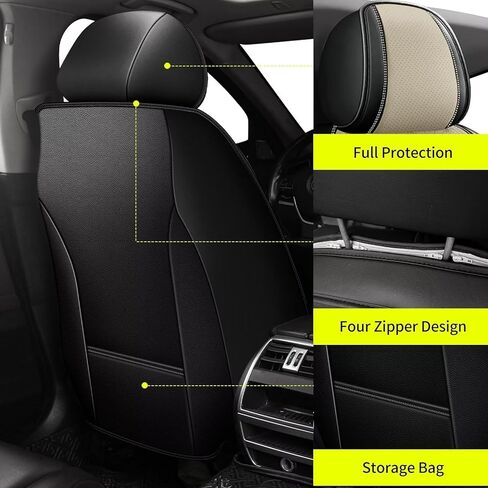 أغطية مقاعد السيارة لمقعدين أماميين، تناسب Subaru Outback 2010-2023 2024 مع وسادة هوائية متوافقة، ملحقات حماية وسائد مقاعد السيارات الجلدية المقاومة للماء والقابلة للتنفس (أسود) in Kuwait