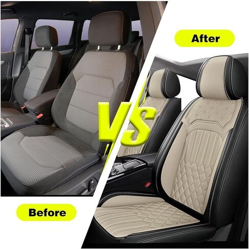 أغطية مقاعد السيارة لمقعدين أماميين، تناسب Subaru Outback 2010-2023 2024 مع وسادة هوائية متوافقة، ملحقات حماية وسائد مقاعد السيارات الجلدية المقاومة للماء والقابلة للتنفس (أسود) in Kuwait