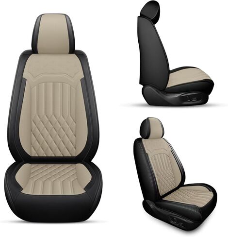 أغطية مقاعد السيارة لمقعدين أماميين، تناسب Subaru Outback 2010-2023 2024 مع وسادة هوائية متوافقة، ملحقات حماية وسائد مقاعد السيارات الجلدية المقاومة للماء والقابلة للتنفس (أسود) in Kuwait