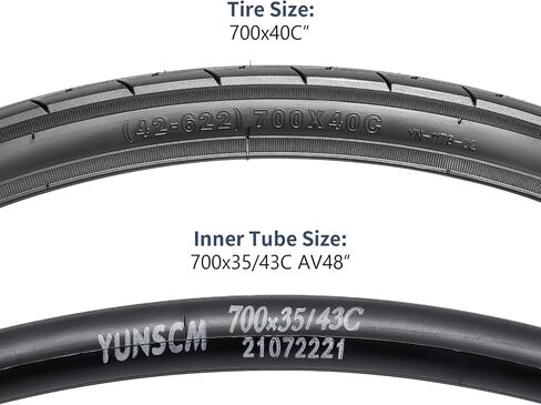 YUNSCM 700C Bike Tires 700X40C/42-622 60TPI 1.5mm Puncture Proof and 700C Bike Tubes Schrader Valve and 2 Rim Strips Compatible with 700X38C 700X39C 700 X 40C 700X42C Bike Tires and Tubes (Y-1178) in Saudi Arabia