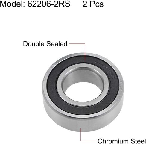uxcell 607-2RS Deep Groove Ball Bearings 7mm x 19mm x 6mm Double Sealed Chrome Steel Z2 2pcs in Saudi Arabia