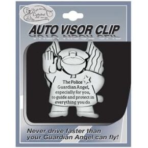 POLICE MAN OFFICER Woman - Pewter Auto VISOR CLIP - GUARDIAN Angel - Protect - Inspirational GIFT