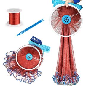 شبكة مصبوبة أمريكية من PLUSINNO مع حلقة من الألومنيوم، شبكات مصبوبة مقاس 3/8 بوصة لصيد الأسماك، شبكة مصبوبة لصيد الأسماك بقطر 4 أقدام/5 أقدام/6 أقدام/7 أقدام/10 أقدام - شبكة مصبوبة لصيد الأسماك بما في ذلك مجموعة إصلاح إضافية in Kuwait