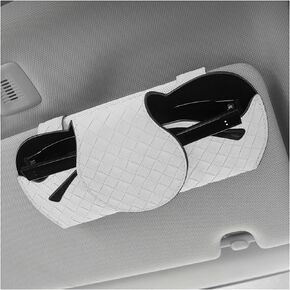 Sunglasses Holder for Car Visor, Auto Soft Leather Glasses Case with Magnetic Clips, Car Sun Visor Eyeglasses Holder Protective Box, Universal Interior Car Accessories (Black)