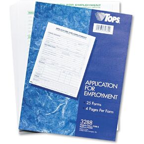 TOPS 3288 Comprehensive Employee Application Form, 8 1/2 x 11 (Pack of 25 Forms)